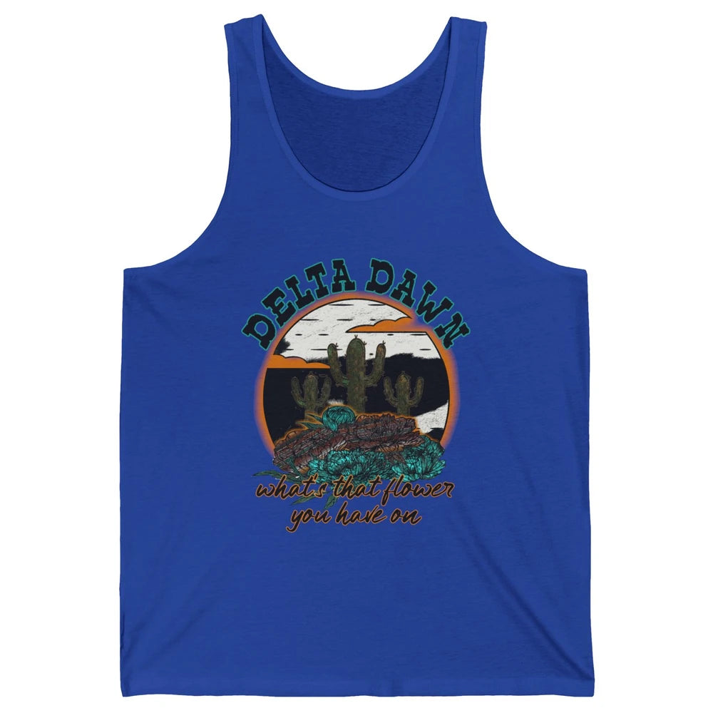 Retro Desert Night Delta Dawn What's That Flower Western Unisex Jersey Tank