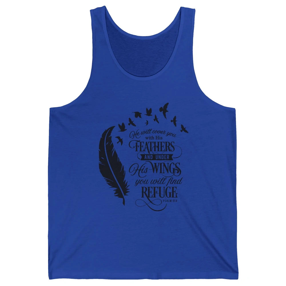 Christian He Will Cover You With His Feathers Bible Verse Unisex Jersey Tank