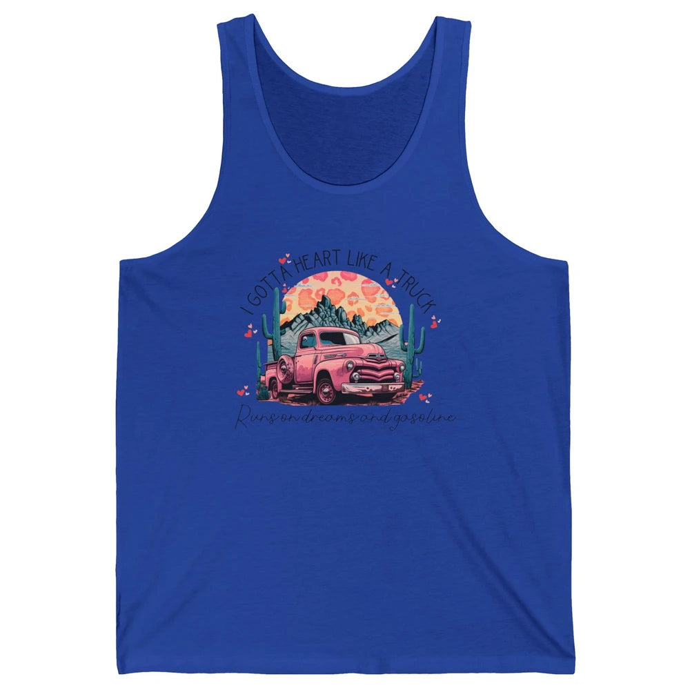 Retro Desert Cactus Got A Heart Like Truck Western Valentine Unisex Jersey Tank