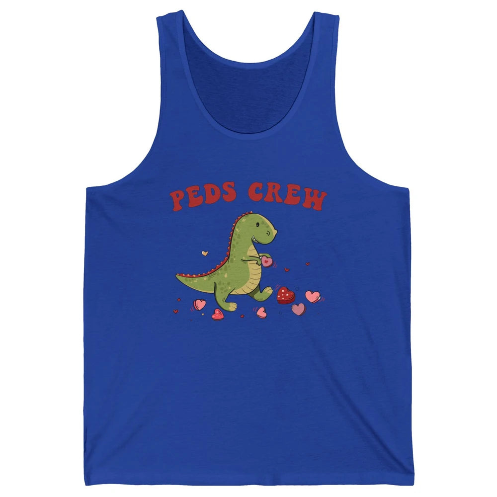 Pediatric Nurse Valentines Dinosaur Peds Crew Valentines Day Unisex Jersey Tank