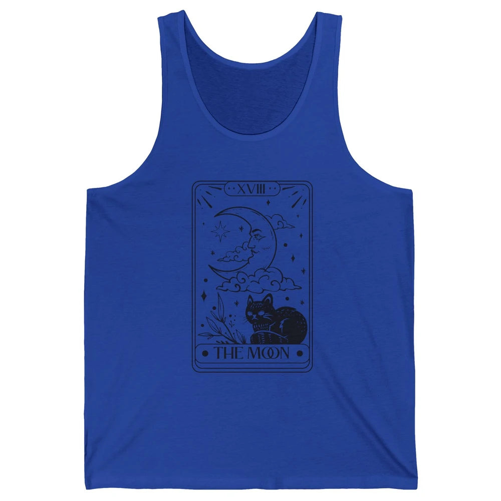 Retro Halloween Cat Witch The Moon Tarot Card Witchcraft Unisex Jersey Tank
