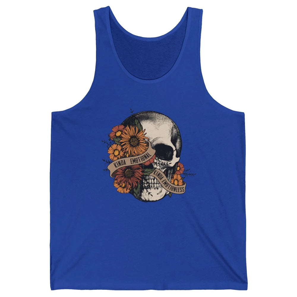 Retro Kinda Emotional Kinda Emotionless Floral Skull Unisex Jersey Tank