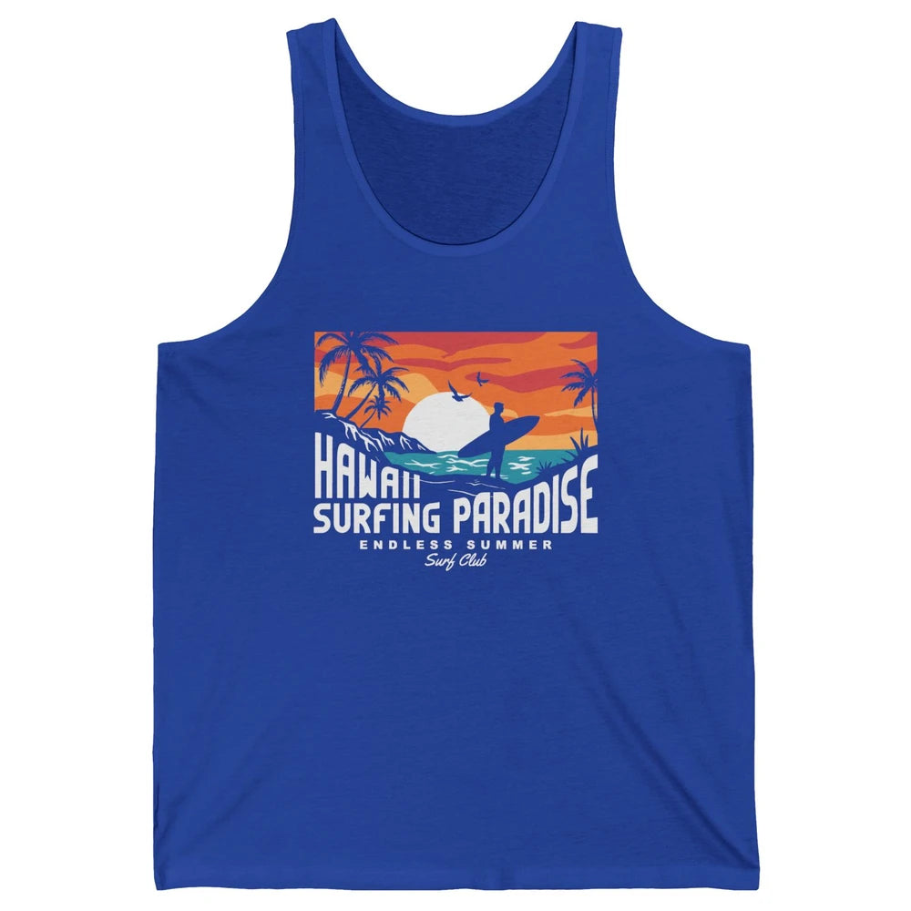 Retro Hawaii Palms Surfing Paradise Surf Club Endless Summer Unisex Jersey Tank