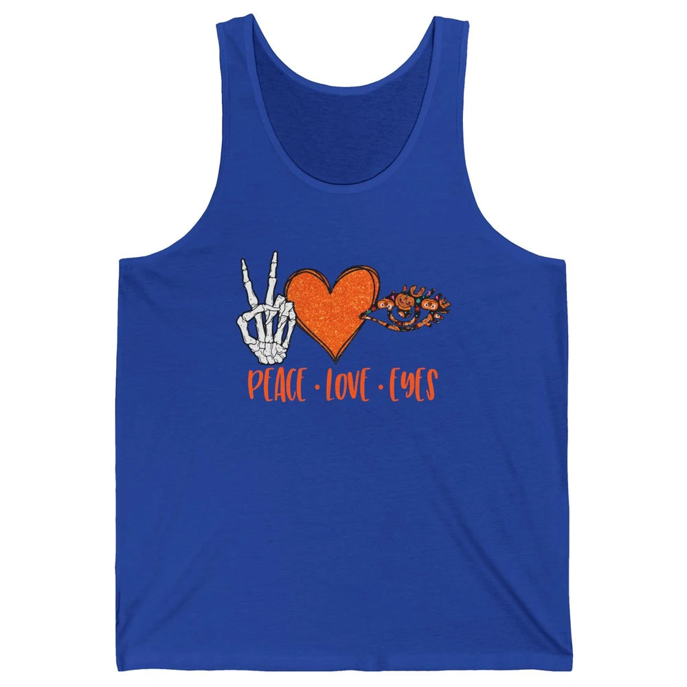 Optician Halloween Peace Love Eyes Optometrist Pumpkin Gift Unisex Jersey Tank