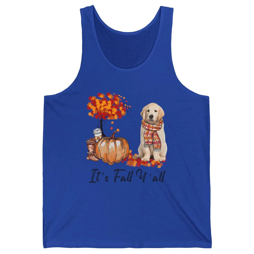 Golden Retriever Pumpkin Happy Fall Yall Autumn Thanksgiving Unisex Jersey Tank