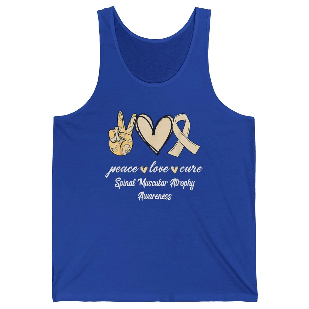 Peace Love Cure Cream Ribbon Spinal Muscular Atrophy SMA Unisex Jersey Tank