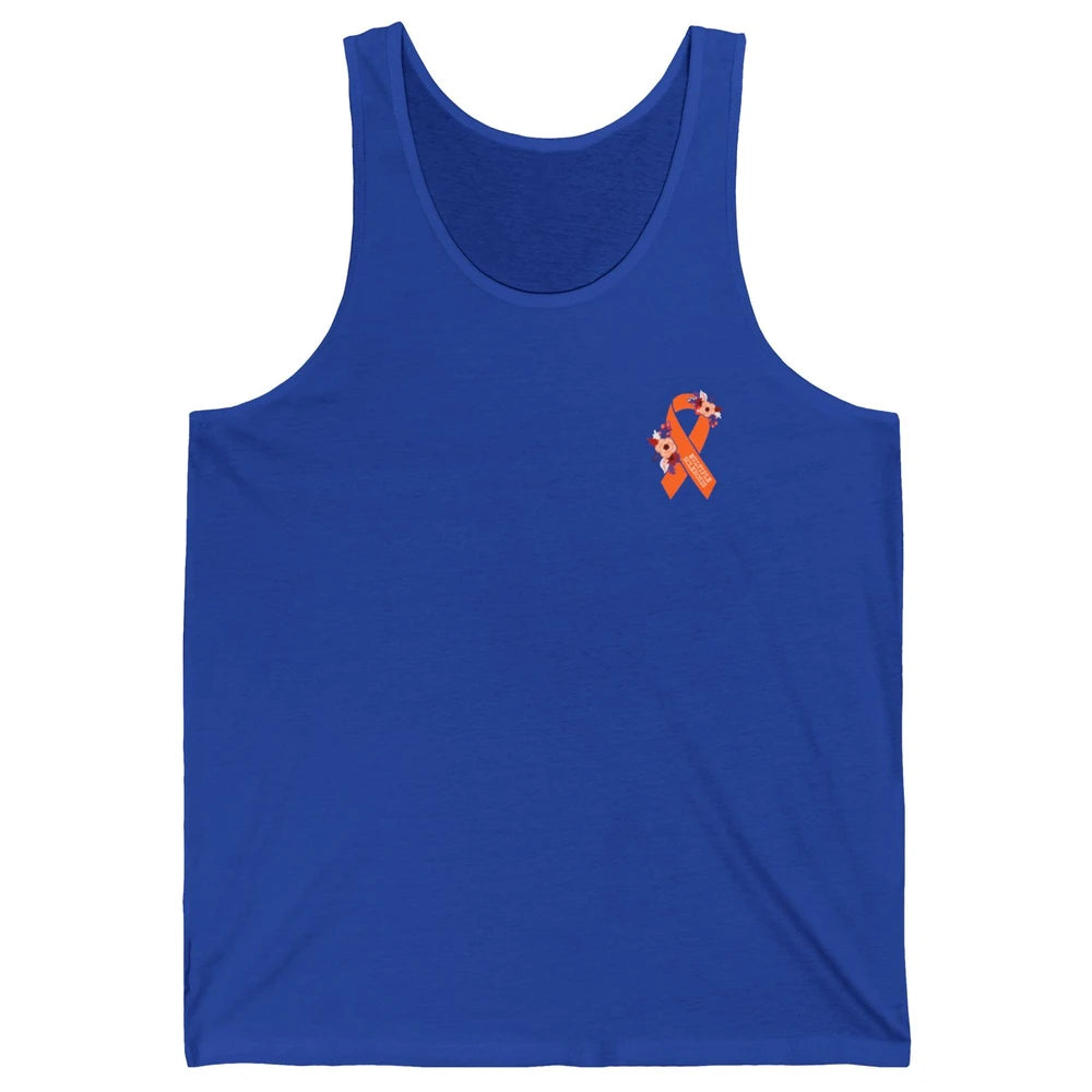 Multiple Sclerosis Awareness Floral Orange Ribbon Rainbow Unisex Jersey Tank