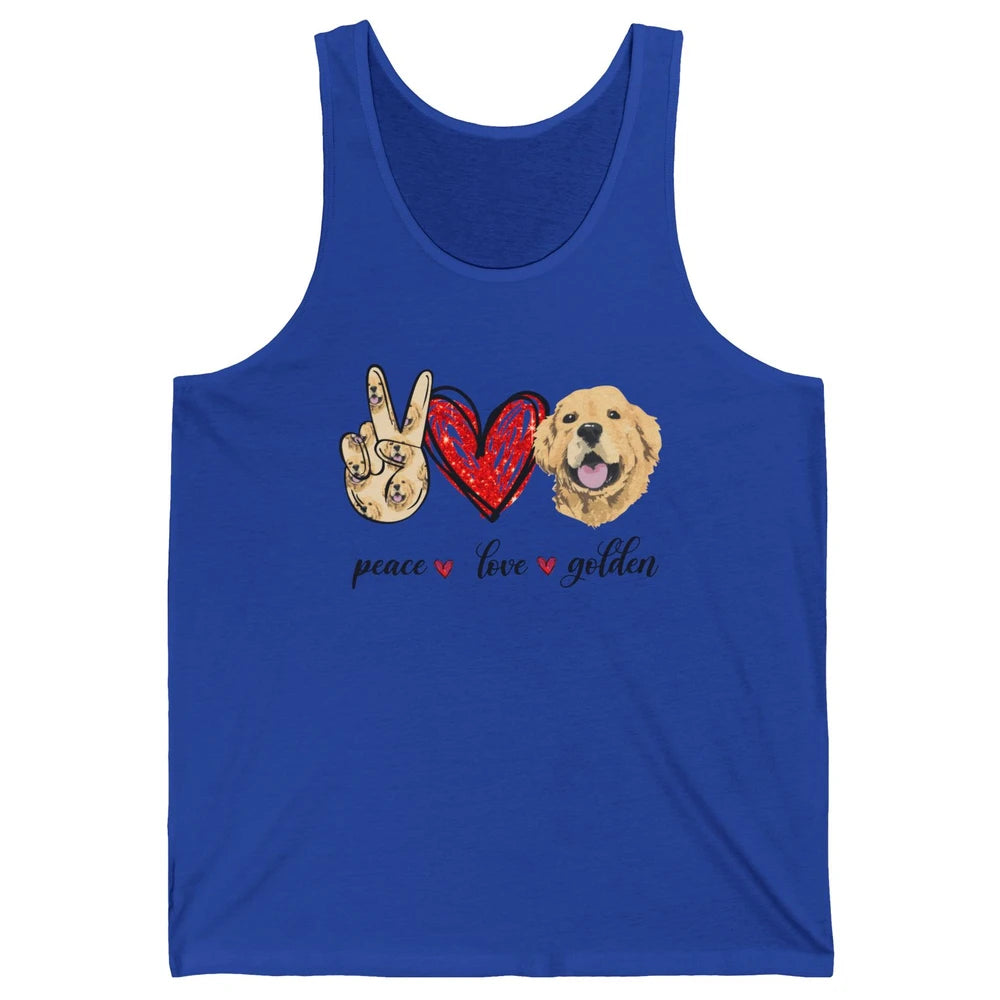 Peace Love Golden Dog Lover Golden Retriever Dad Mom Gift Unisex Jersey Tank