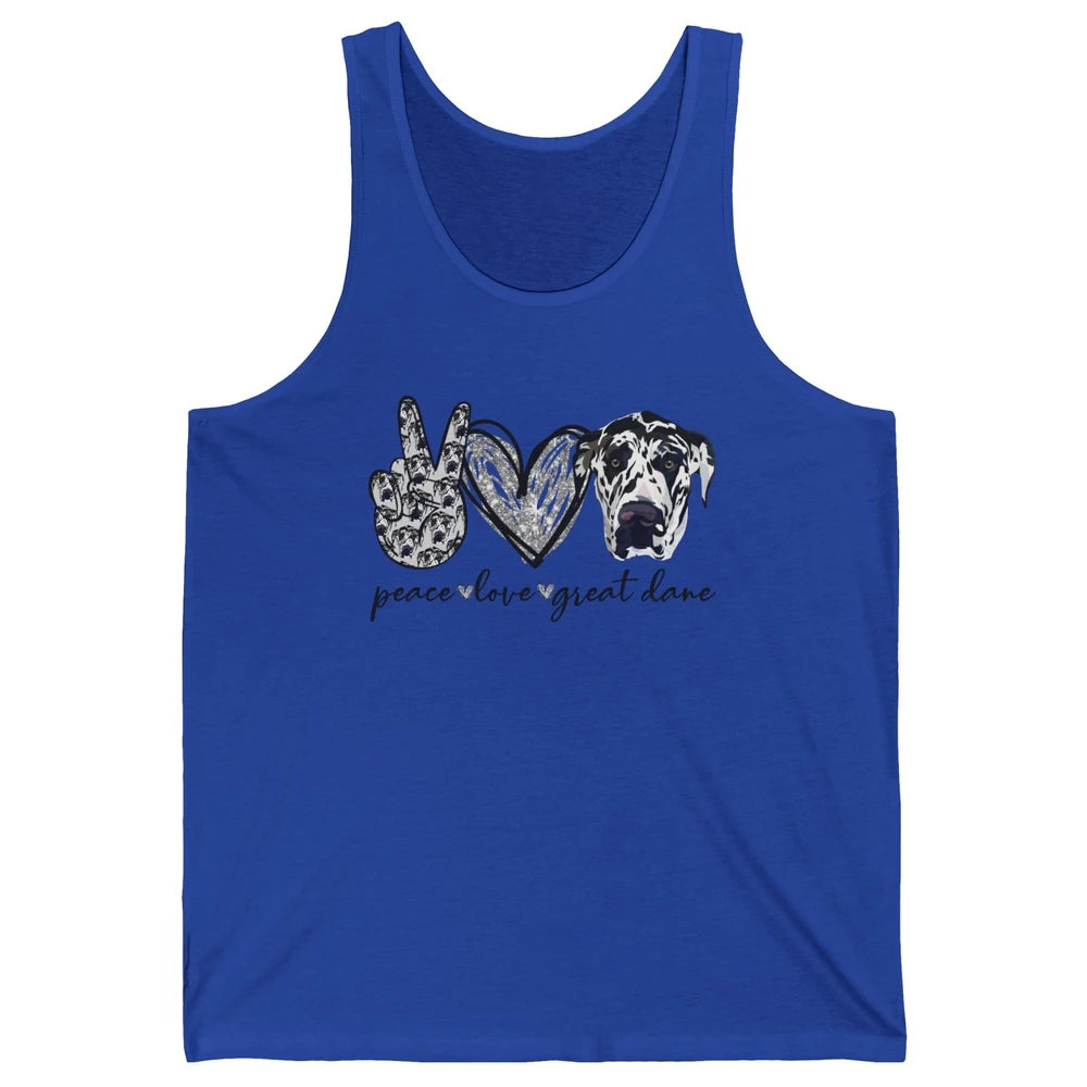 Peace Love Great Dane Dog Lovers Great Dane Mothers Fathers Unisex Jersey Tank