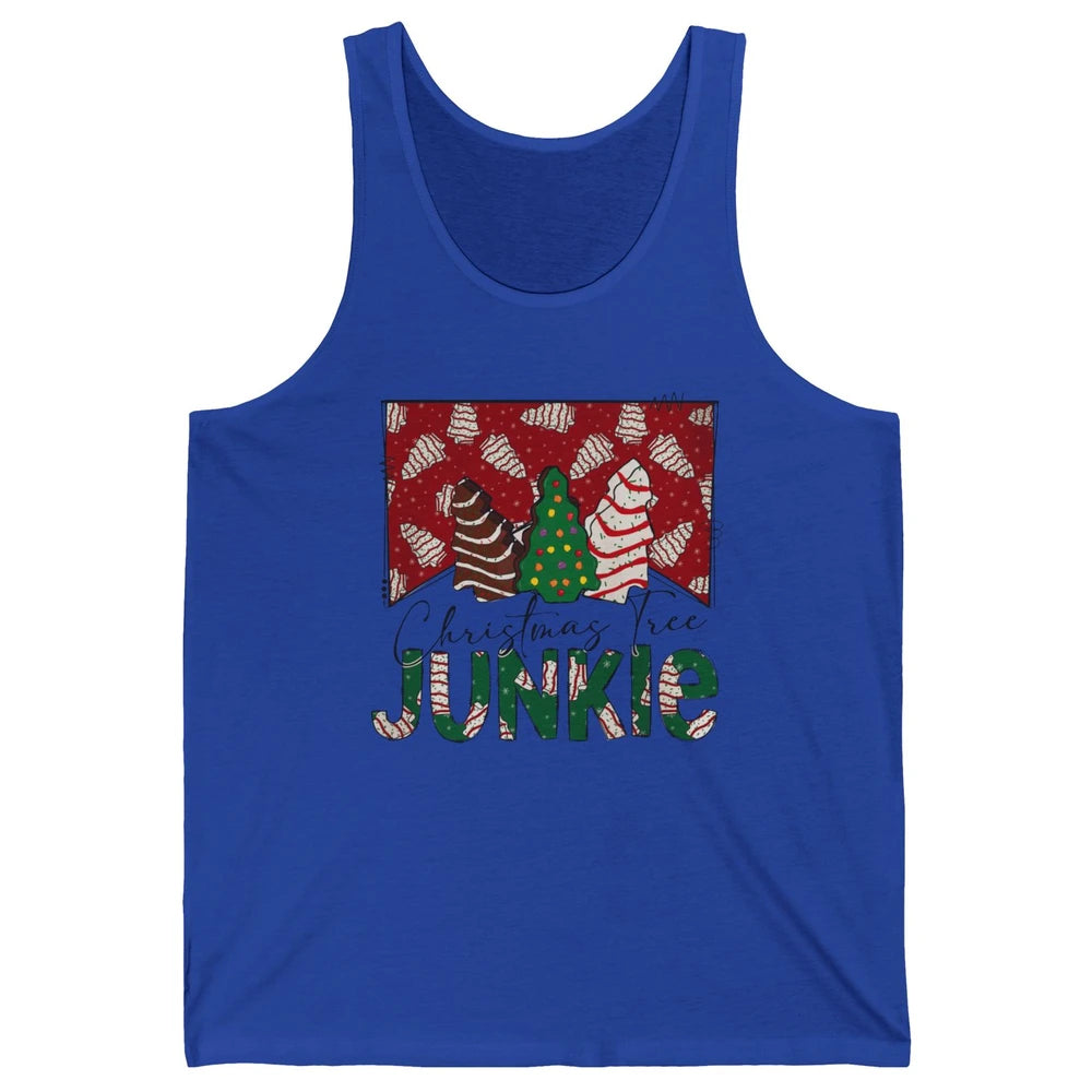 Funny Christmas Tree Cake Junkie Tis The Season Western Xmas Unisex Jersey Tank