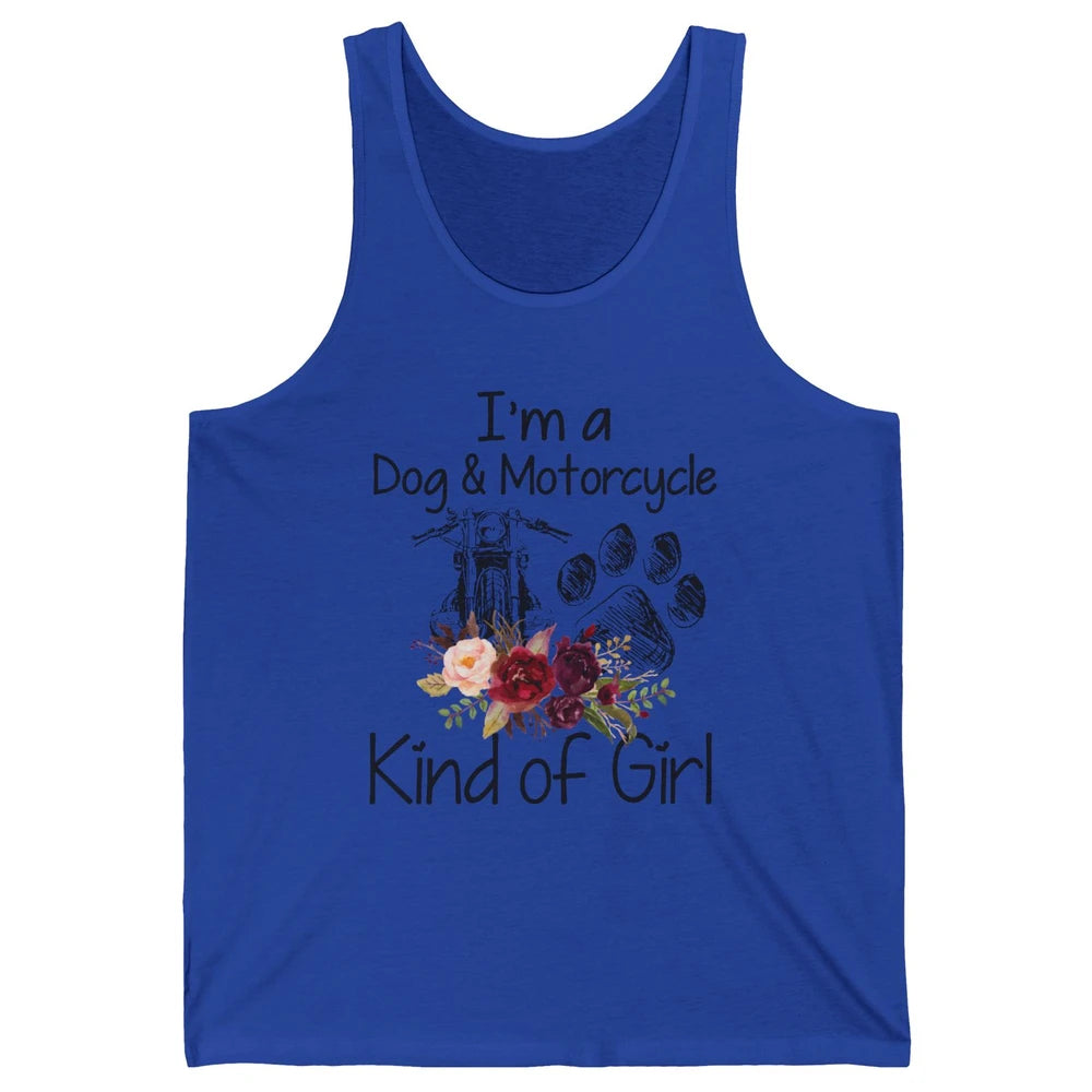 Retro Floral Motorbike I'm Dog Motorcycle Kinda Girl Dog Mom Unisex Jersey Tank