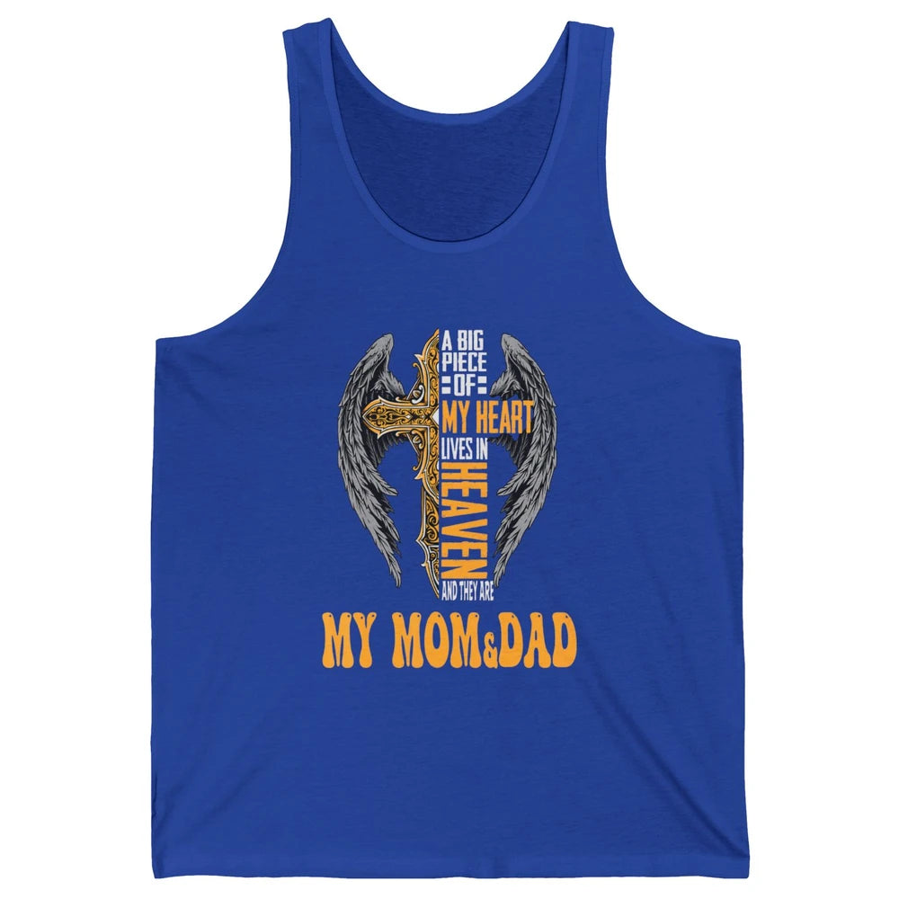 Parents Heaven Dad And Mom In Heaven Angel Cross Guardian Unisex Jersey Tank