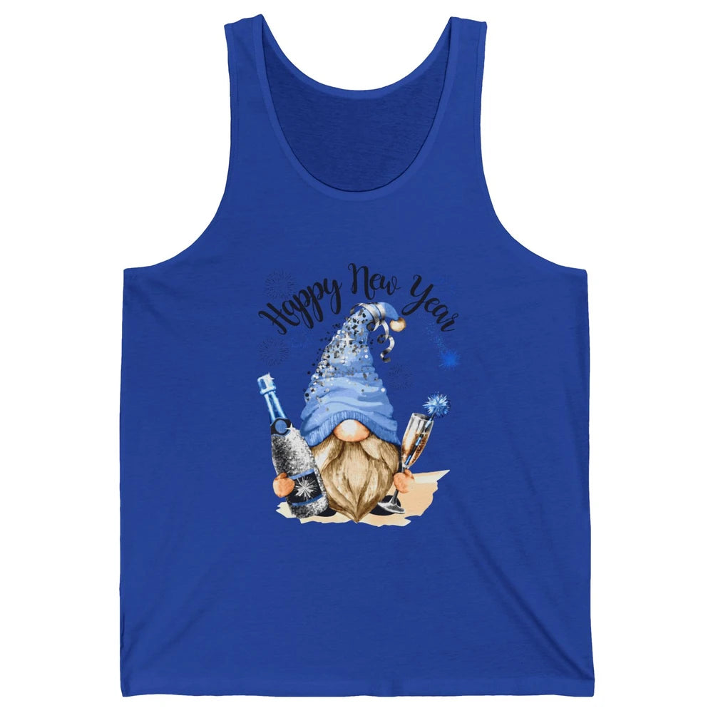 Happy New Year Gnome Champagne New Year Eve Cheer Gnomies Unisex Jersey Tank