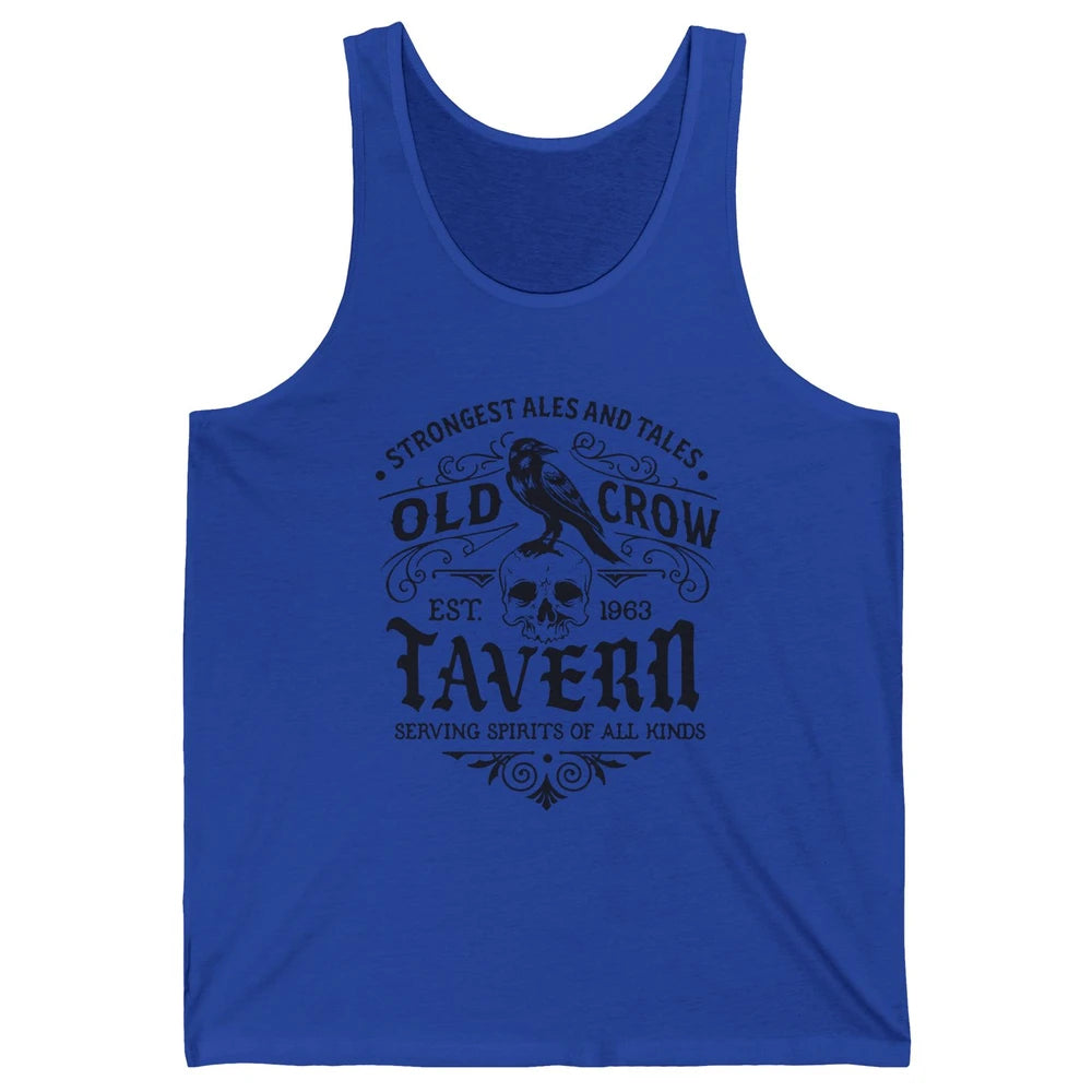 Old Crow Farmhouse Tavern Serving Spirit All Kinds Halloween Unisex Jersey Tank