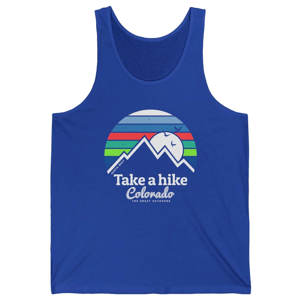 Retro Colorado Mountain Take A Hike The Great Outdoor Hiking Unisex Jersey Tank