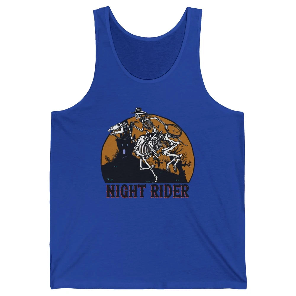 Cowboy Skeleton Bucking Horse Night Rider Western Halloween Unisex Jersey Tank
