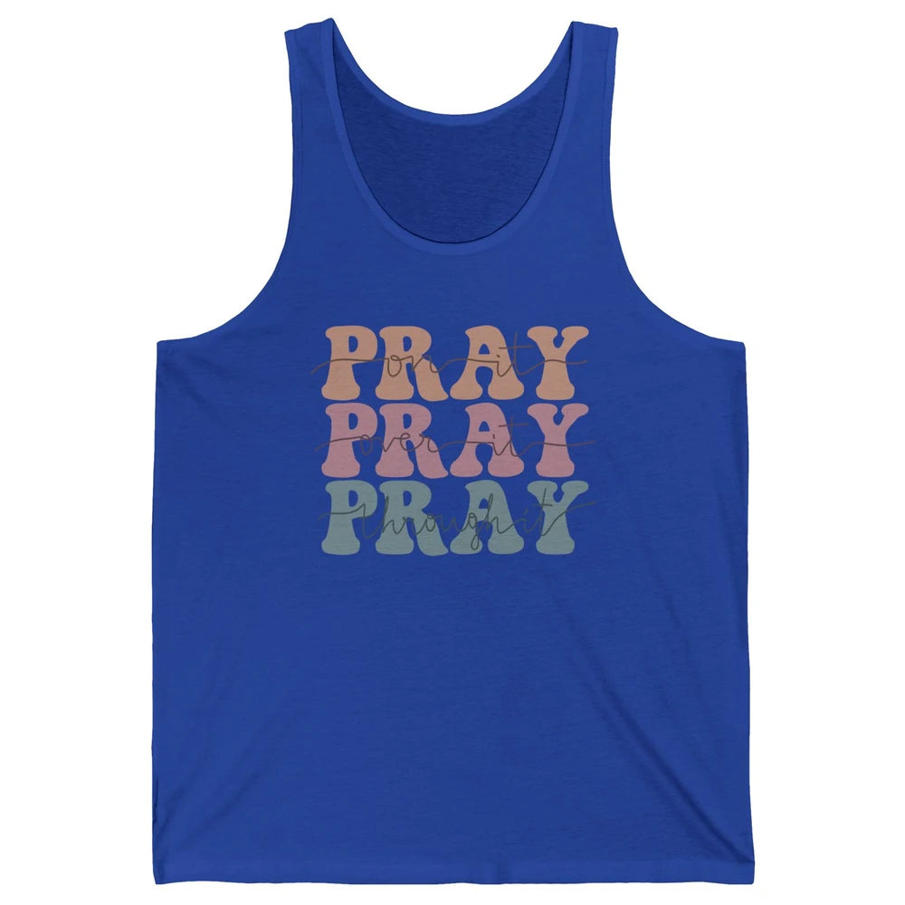 Retro Pray On It Over It Christian Bible Faith In Jesus Unisex Jersey Tank