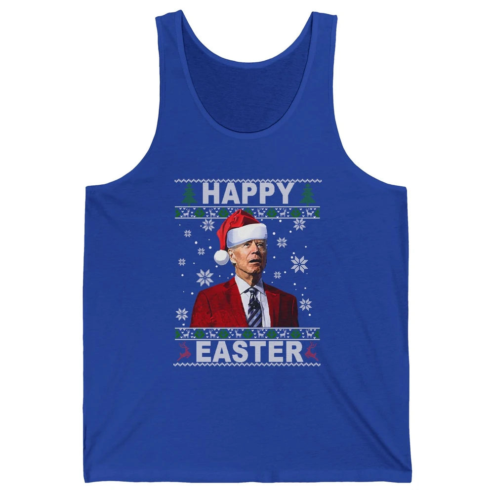 Funny Biden Santa Hat Happy Easter Anti Biden Christmas Unisex Jersey Tank