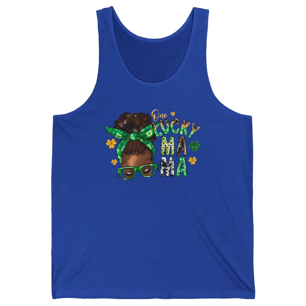 One Lucky Mama Afro Mom St Patrick's Day Black Mother Gift Unisex Jersey Tank