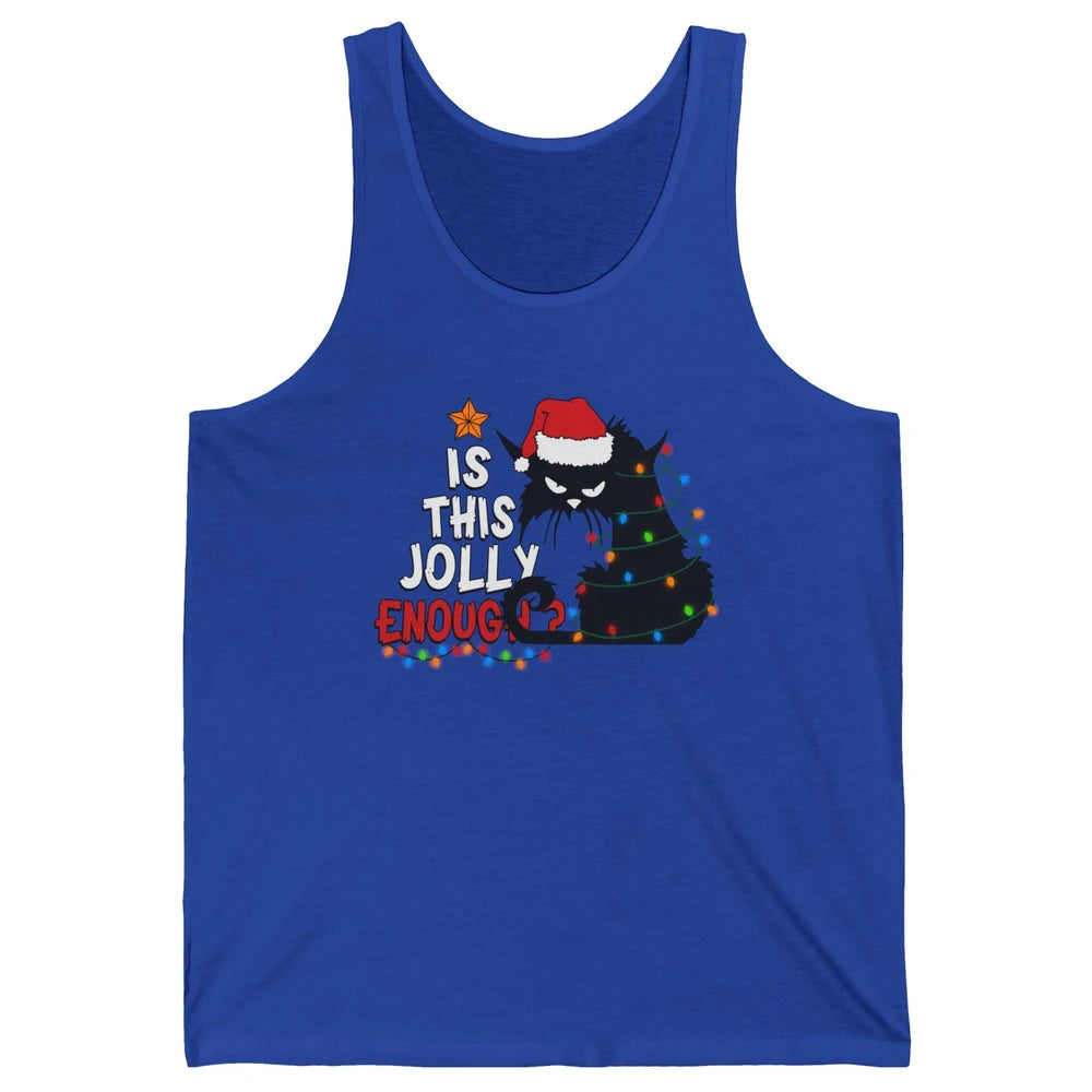 Funny Black Cat Christmas Light Santa This Jolly Enough Gift Unisex Jersey Tank