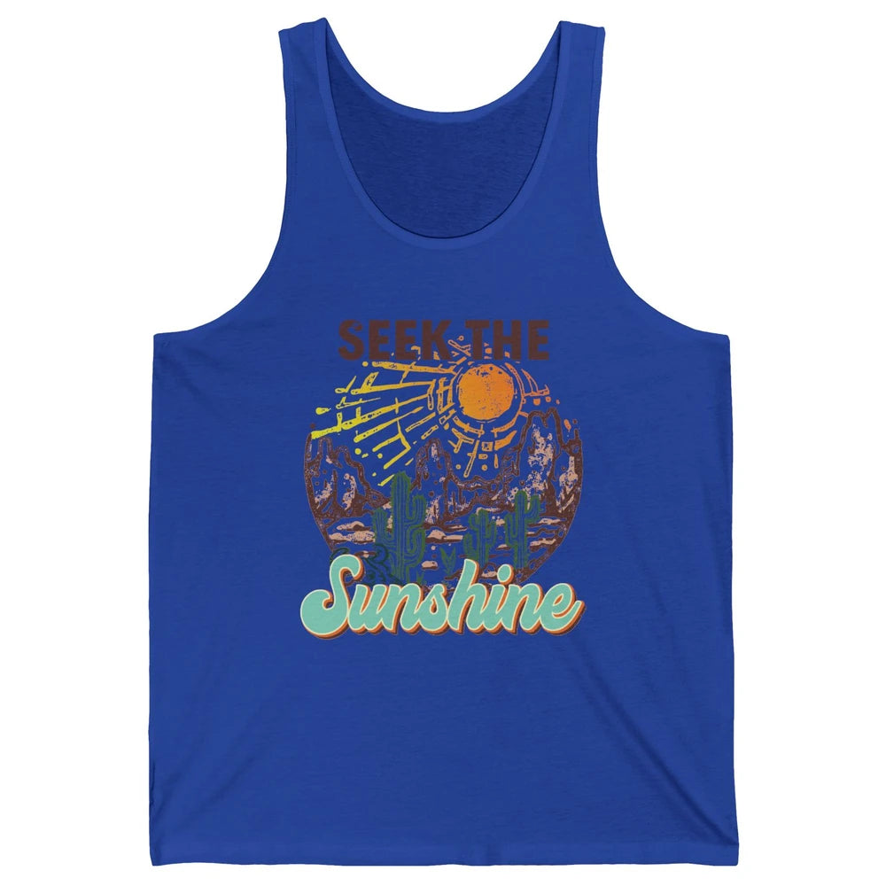 Retro Desert Cactus Seek The Sunshine Western Country Girls Unisex Jersey Tank