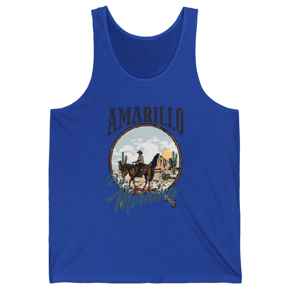 Retro Desert Cowboy Riding Horse Amarillo By Morning Western Unisex Jersey Tank
