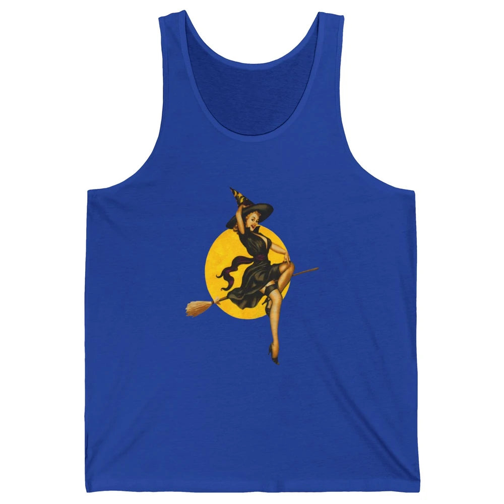 Pin Up Vintage Witch Pastel Witchcraft Halloween Spooky Goth Unisex Jersey Tank