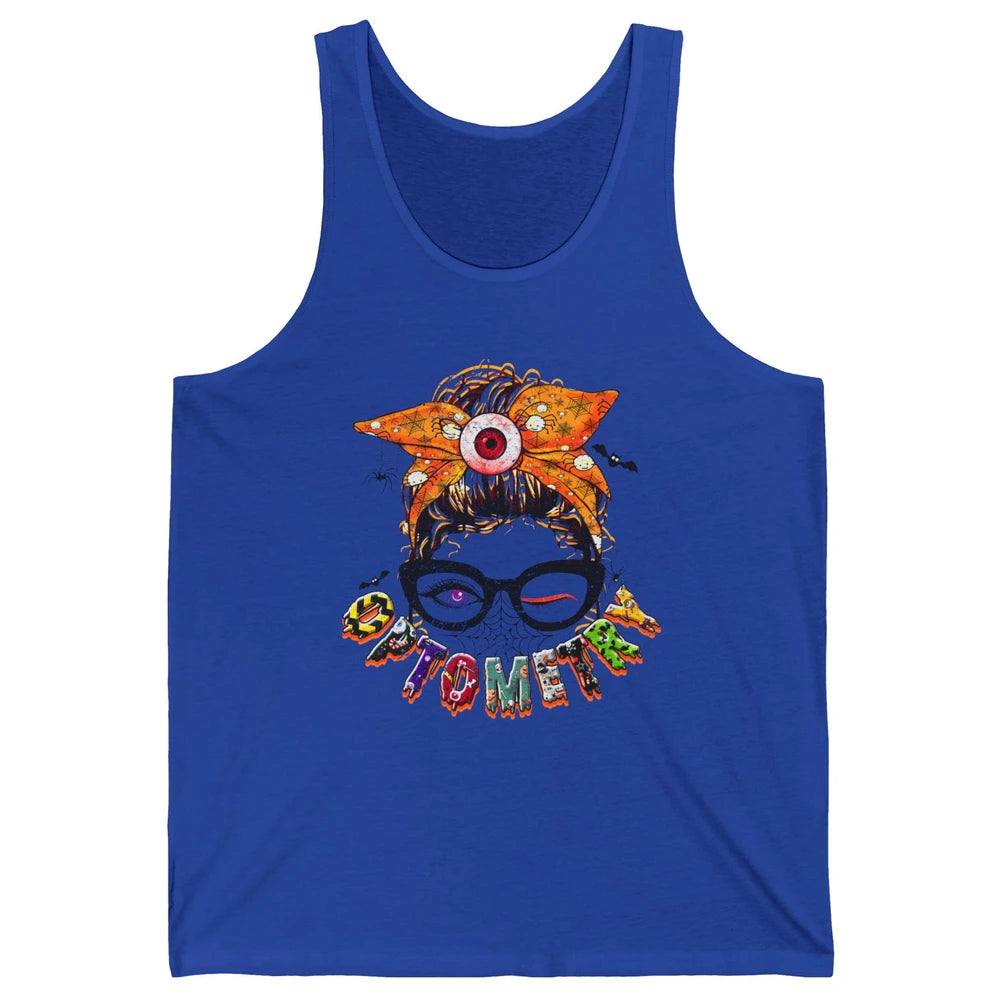 Optometry Messy Bun Glasses Halloween Optometrist Optician Unisex Jersey Tank