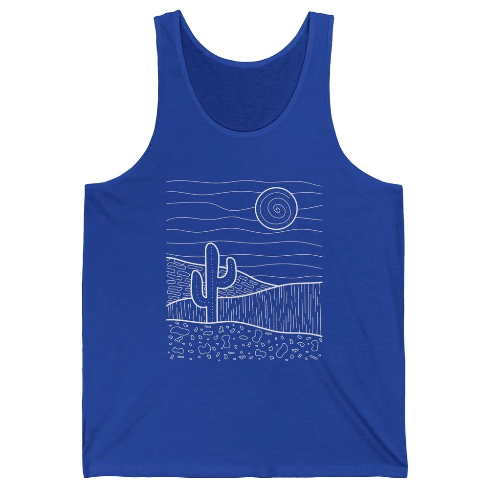 Abstract Desert Cactus Sunset Western Country Minimalist Unisex Jersey Tank