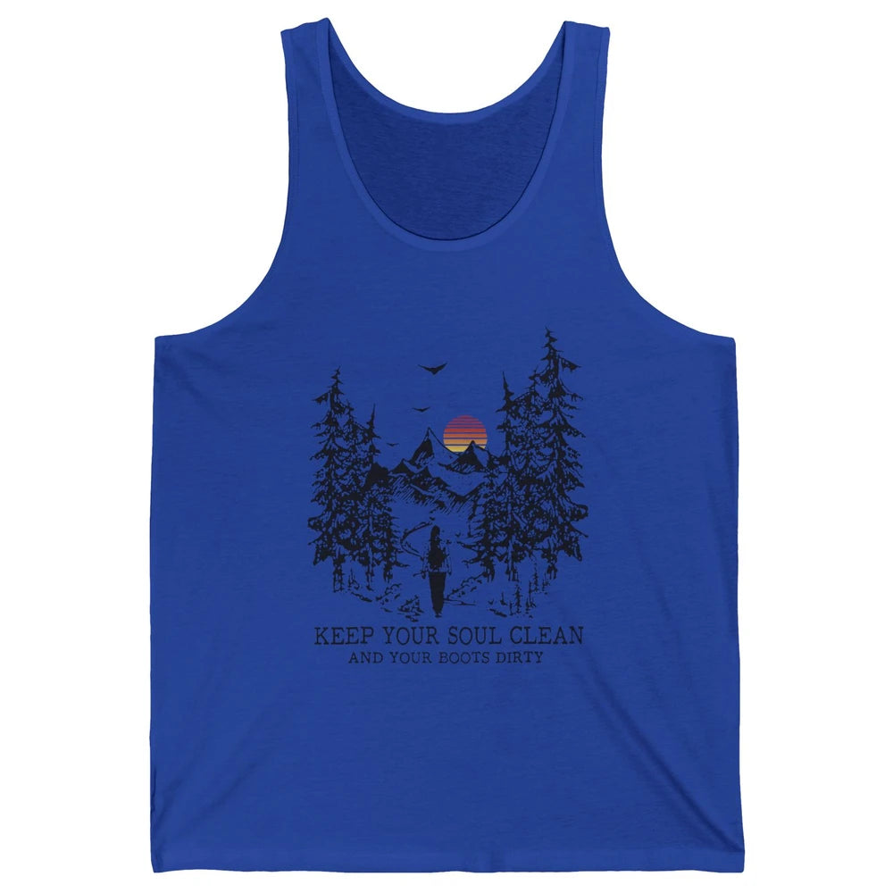 Retro Hiking Camping Keep Your Soul Clean & Your Boots Dirty Unisex Jersey Tank