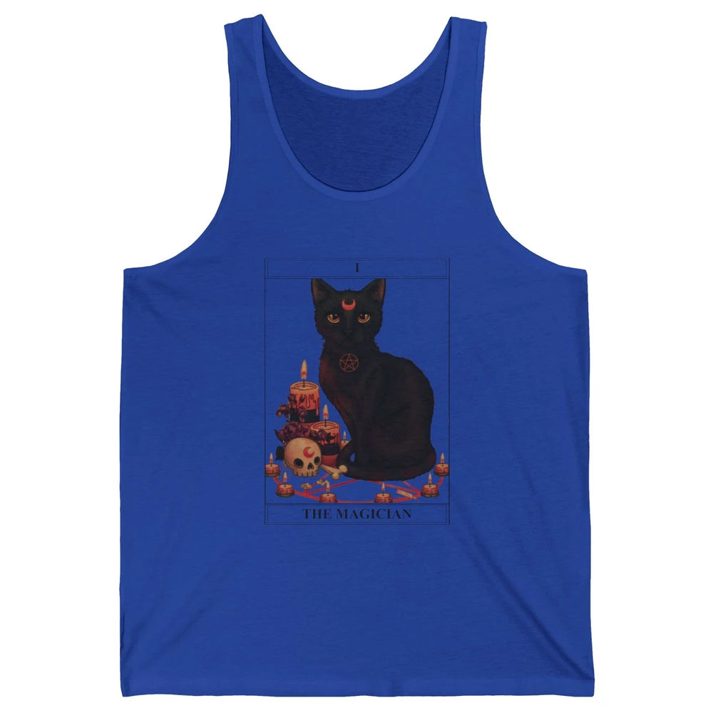Retro Halloween Gothic Cat The Magician Tarot Witchcraft Unisex Jersey Tank