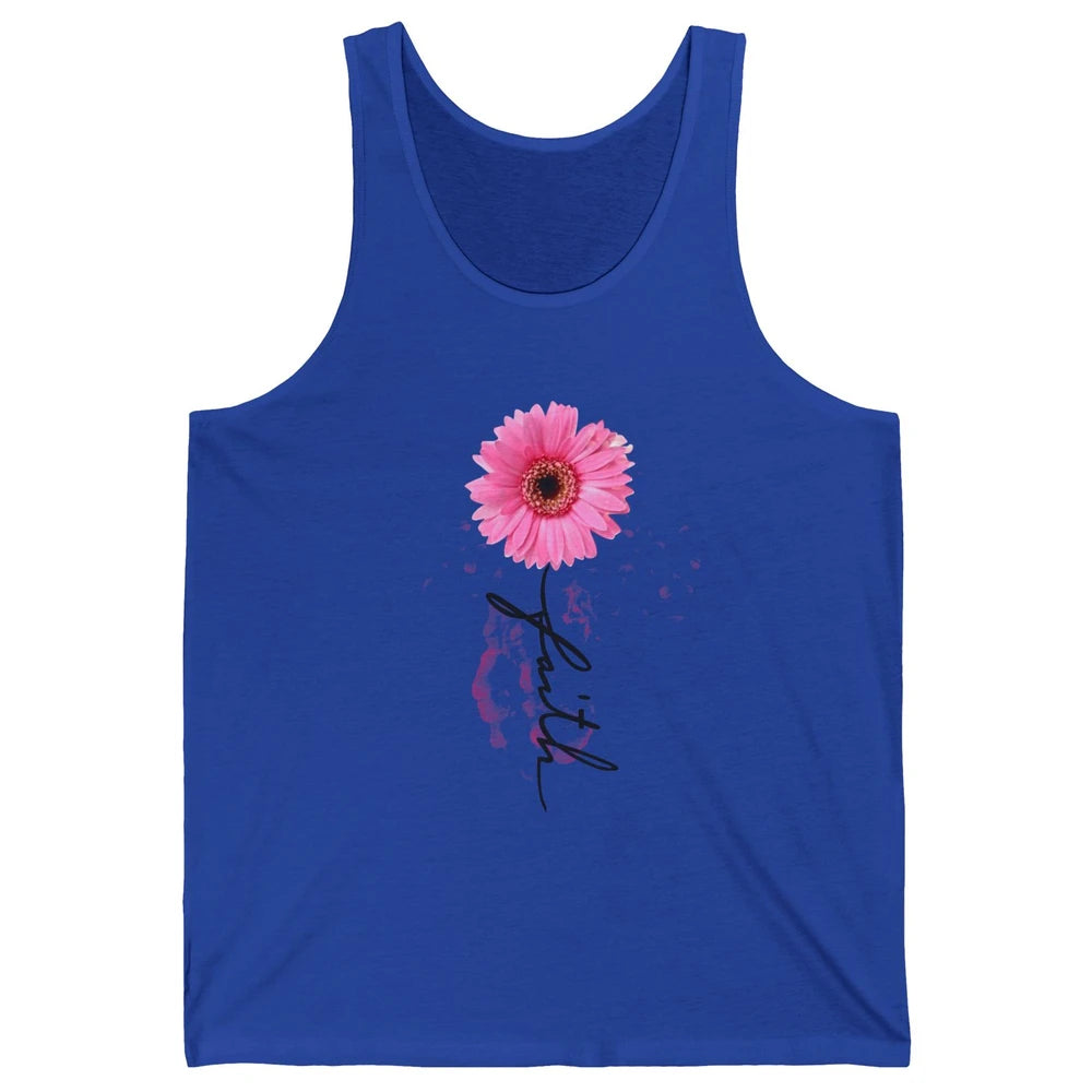 Pink Daisy Faith Cross Christian Religious God Lovers Gift Unisex Jersey Tank