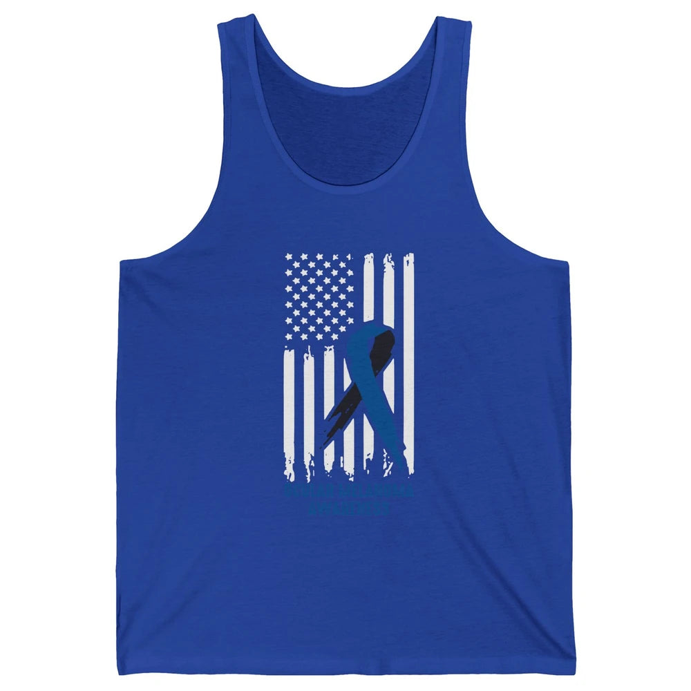 Ocular Melanoma Awareness Ribbon No One Fight Alone US Flag Unisex Jersey Tank