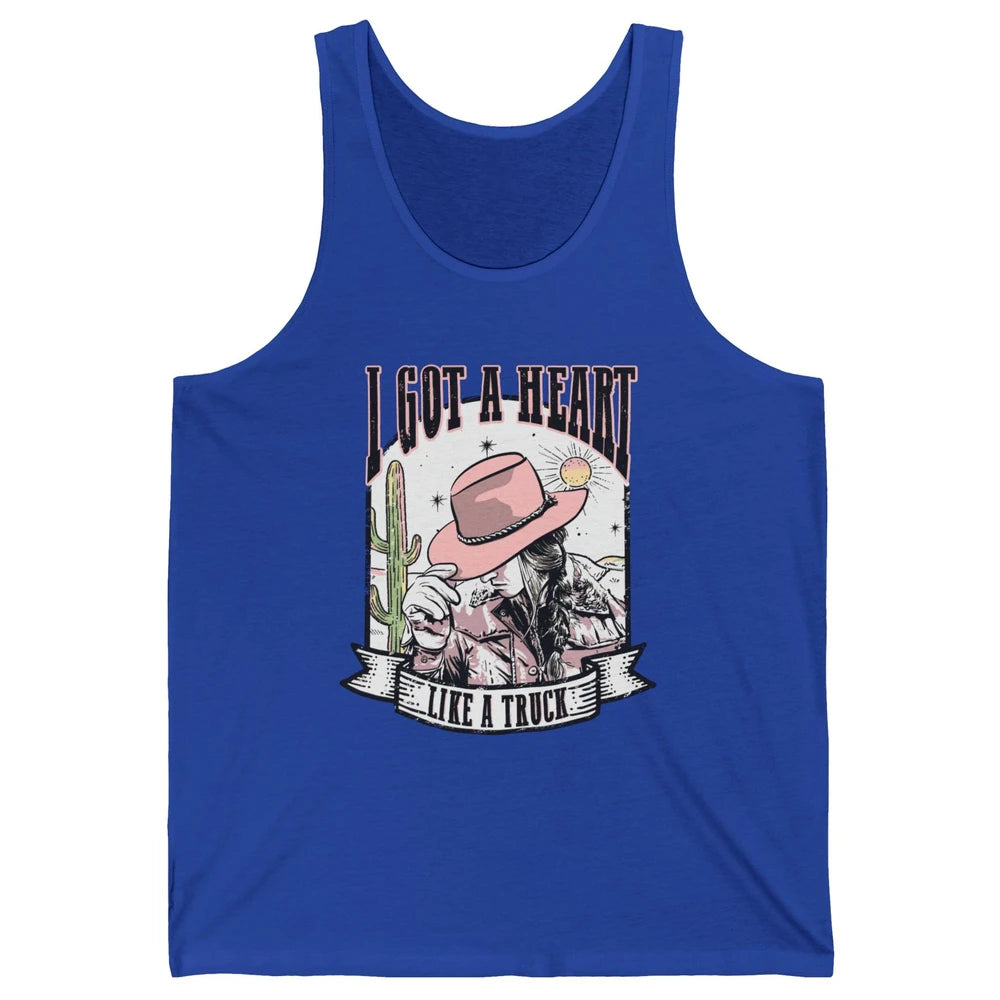 Retro Desert Cowgirl I Got A Heart Like A Truck Western Unisex Jersey Tank