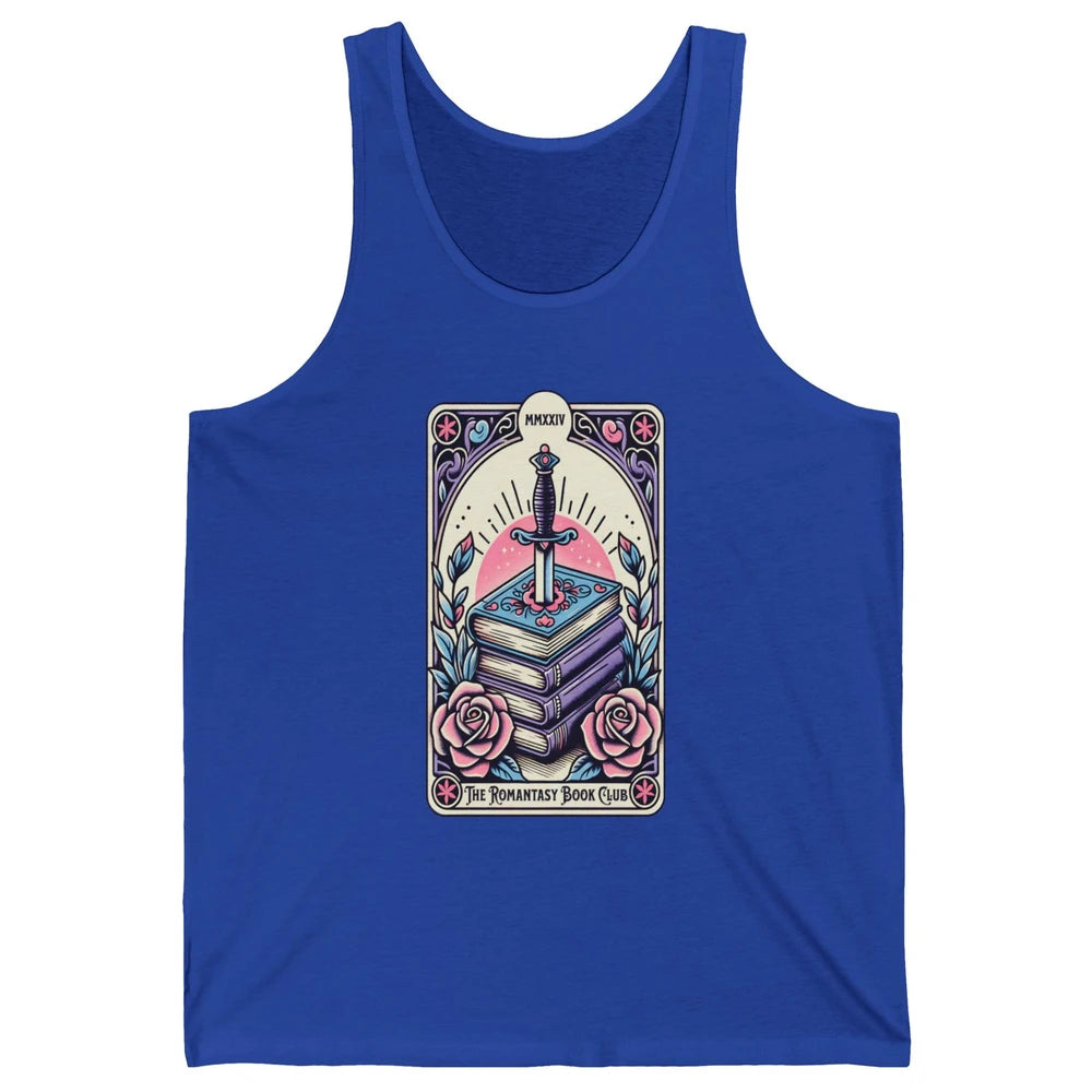 Romantasy Book Club Pastel Tarot Card Sword Floral Reading Books Bookish Bookworm Unisex Jersey Tank