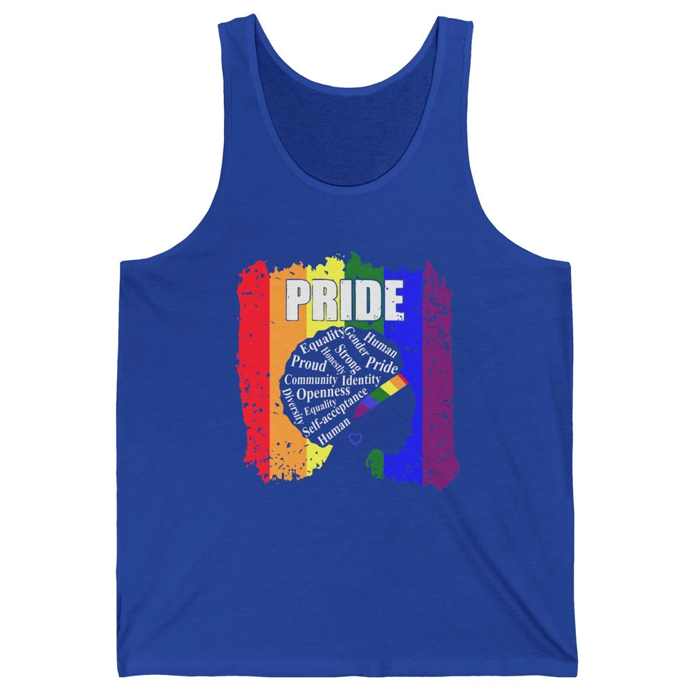 Proud Afro Girl Gay Pride Month Equality Unisex Jersey Tank