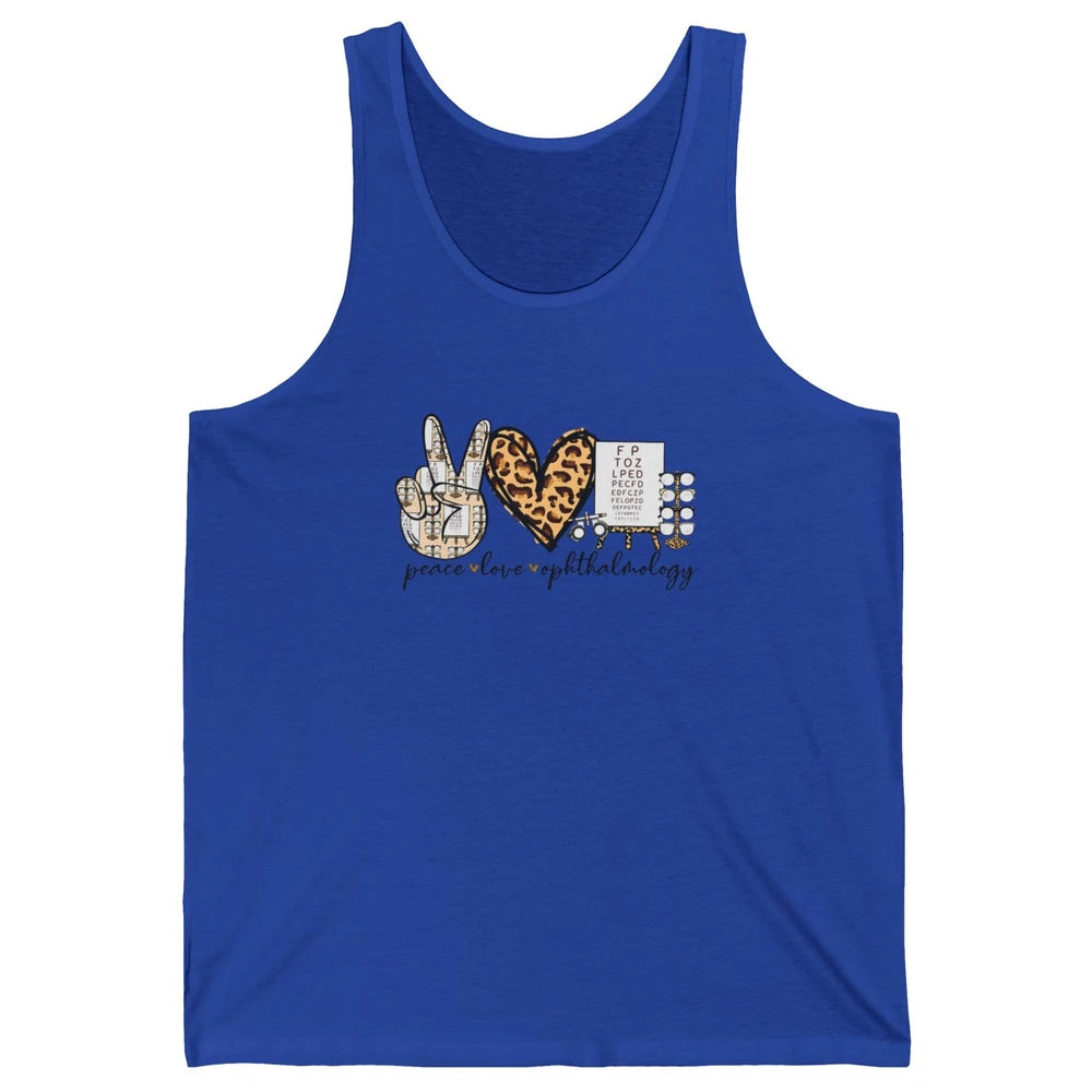 Peace Love Ophthalmology Leopard Heart Optician Optometrist Unisex Jersey Tank