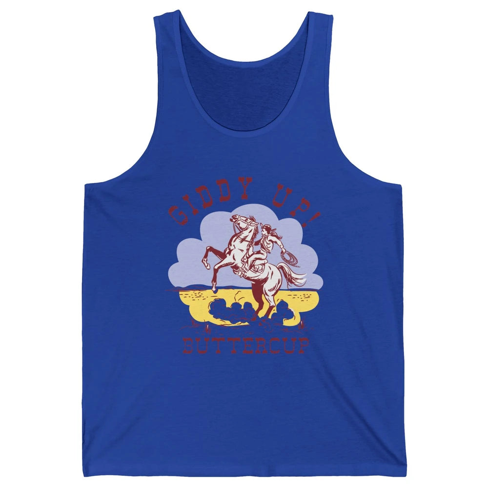 Retro Cowgirl Hold Your Horse Giddy Up Western Cowboy Gift Unisex Jersey Tank