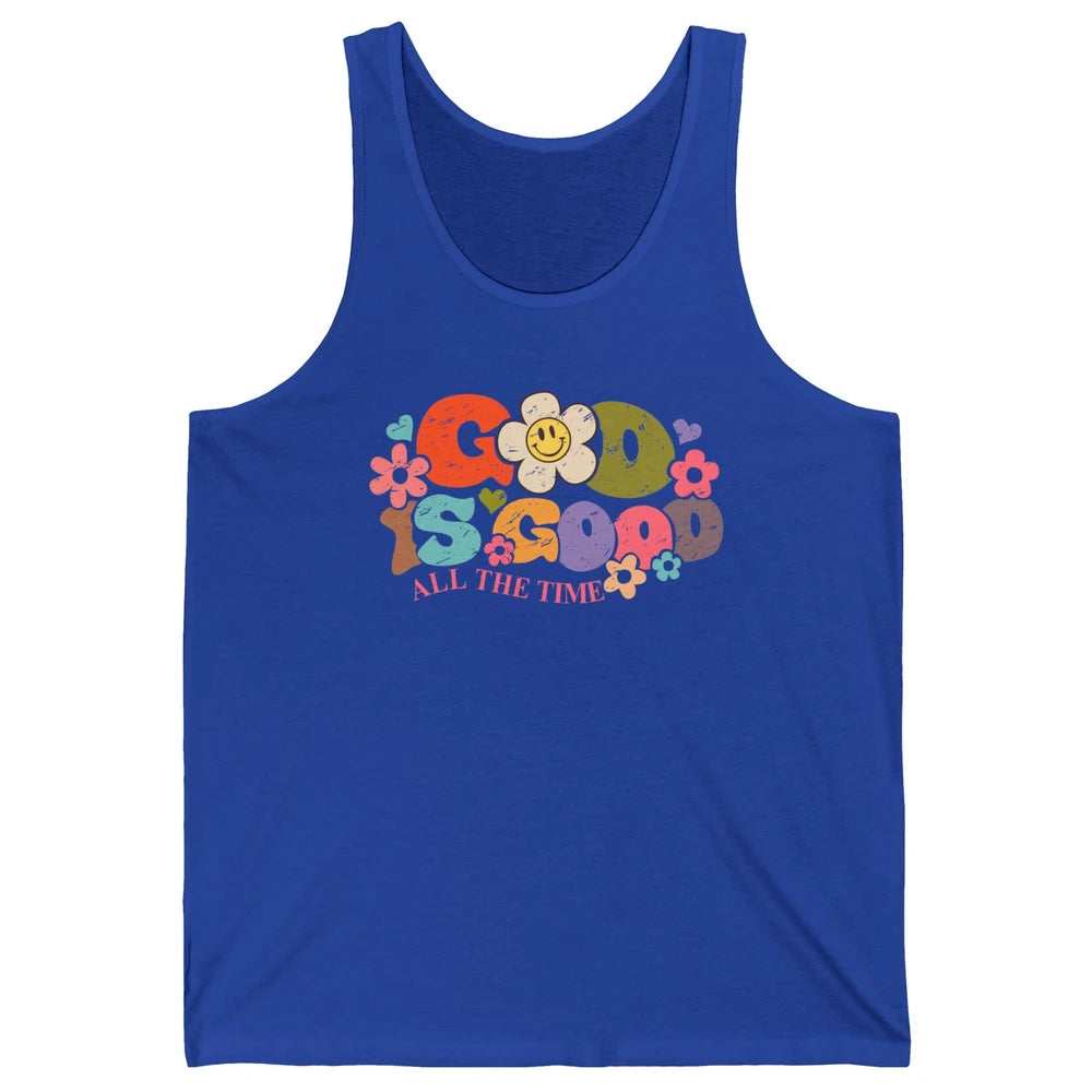 Retro Groovy God Is Good All The Time Christian Religious Unisex Jersey Tank