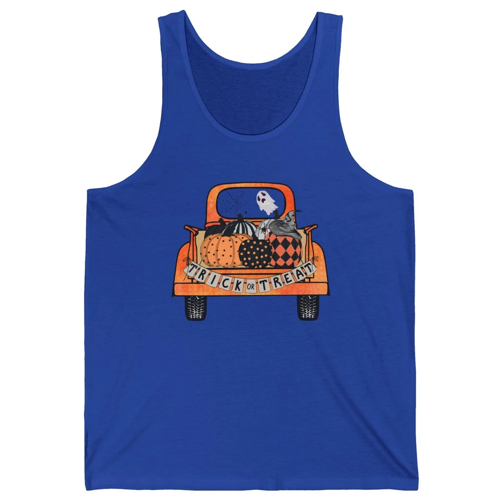Retro Fall Pumpkin Truck Fall Halloween Trick Or Treat Gift Unisex Jersey Tank