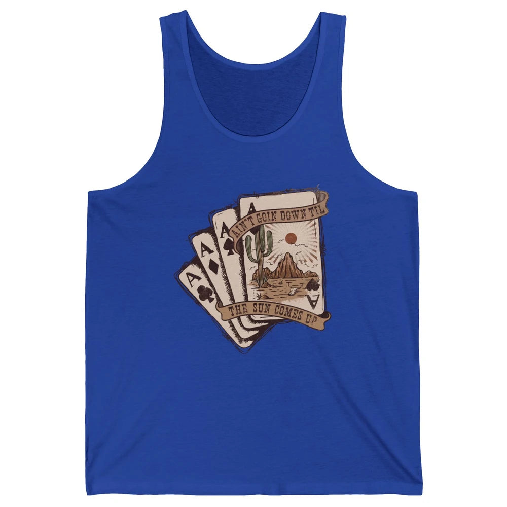 Retro Desert Sunset Cards Ain't Going Down Western Country Unisex Jersey Tank