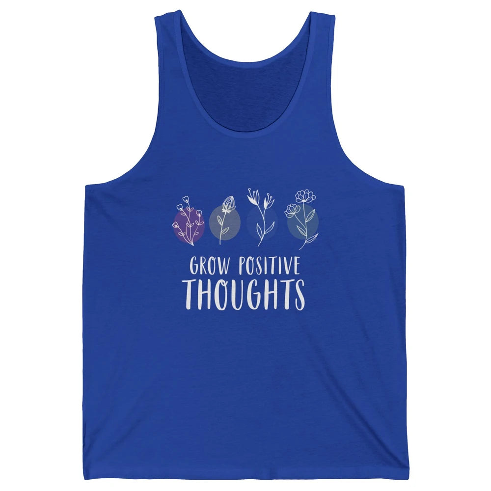 Retro Grow Positive Thoughts Vintage Wildflowers Happy Mind Unisex Jersey Tank