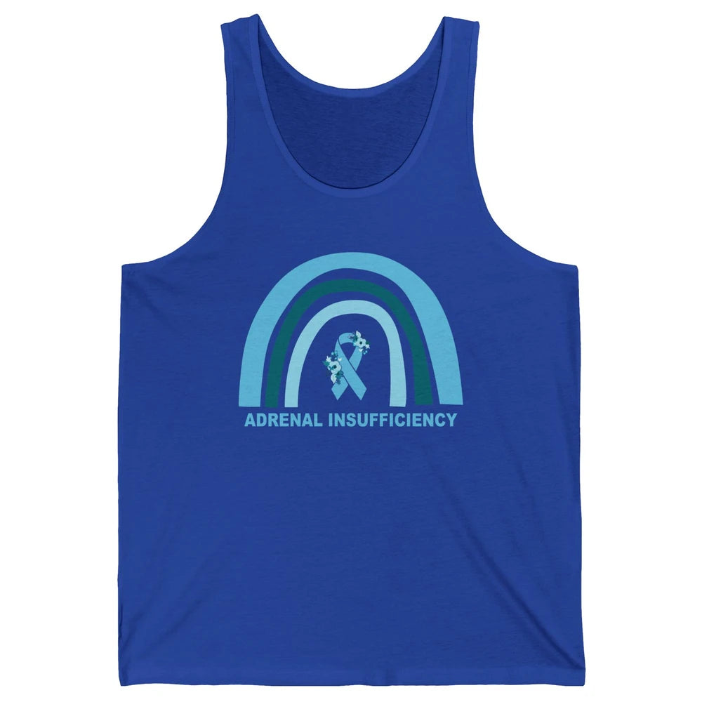 Adrenal Insufficiency Awareness Floral Blue Ribbon Rainbow Unisex Jersey Tank