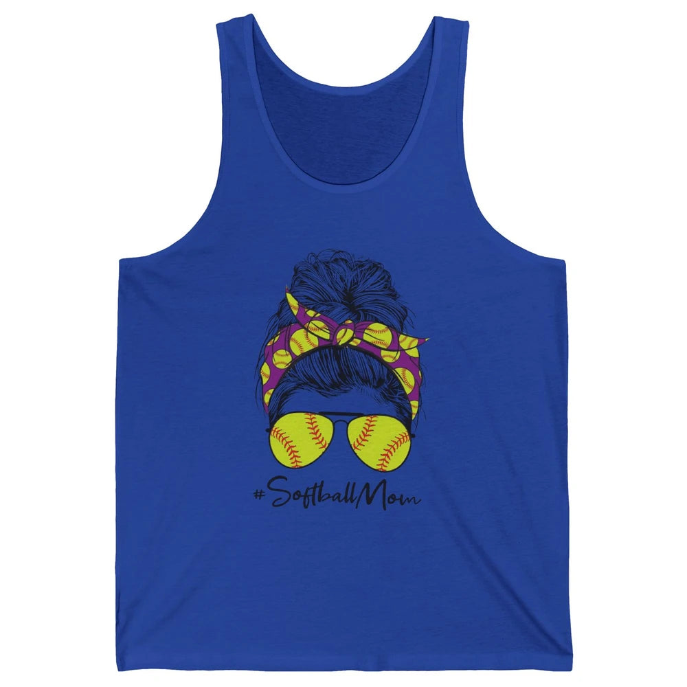 Mom Life Softball Mom Bun Softball Headband Sunglasses Unisex Jersey Tank