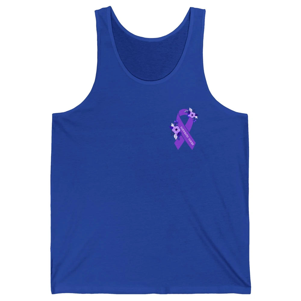 Pancreatic Cancer Awareness Floral Purple Ribbon Rainbow Unisex Jersey Tank