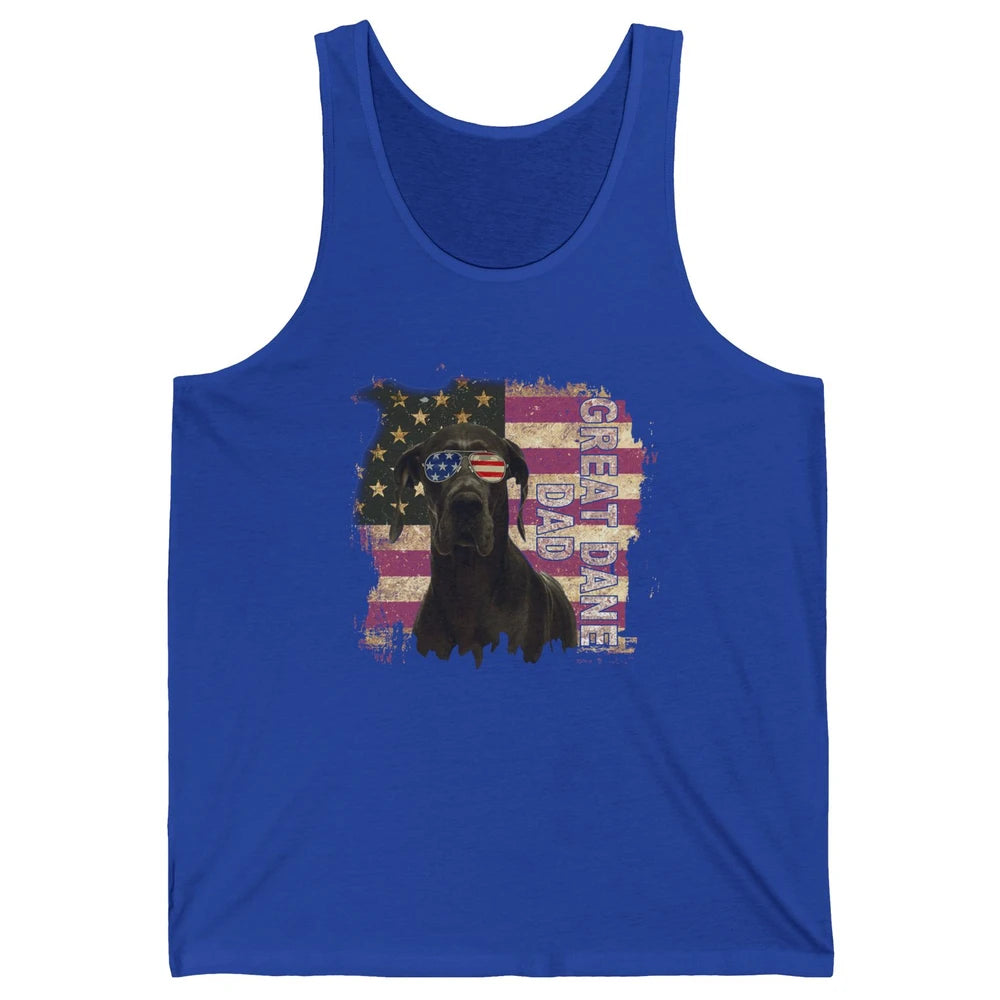 Retro Best Great Dane Dad Ever American Flag 4th Of July Unisex Jersey Tank