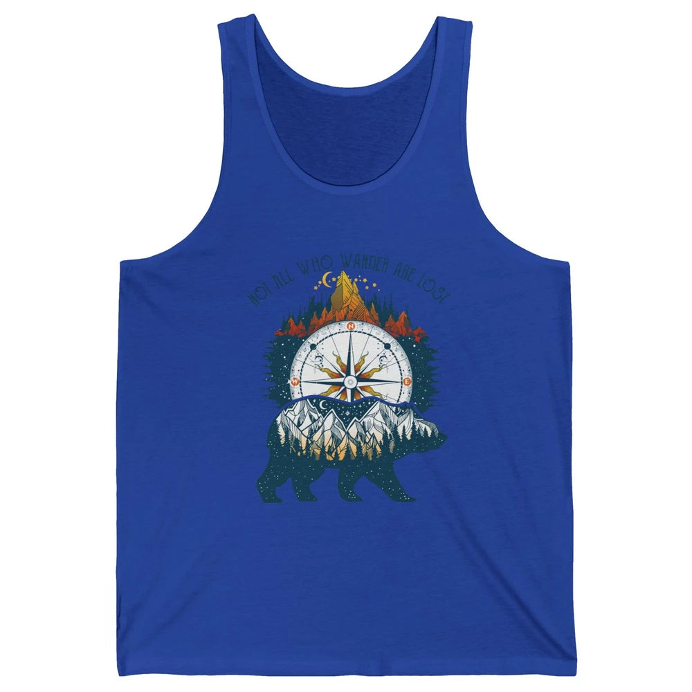 Not All Who Wander Are Lost Compass Mountain Camping Hiking Unisex Jersey Tank