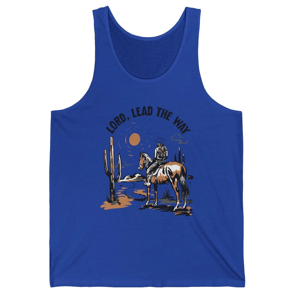 Retro Christian Cowgirl Lord Lead The Way Western Country Unisex Jersey Tank