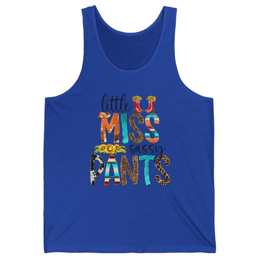 Sunflower Cowgirl Boots Hat Little Miss Sassy Pants Western Unisex Jersey Tank