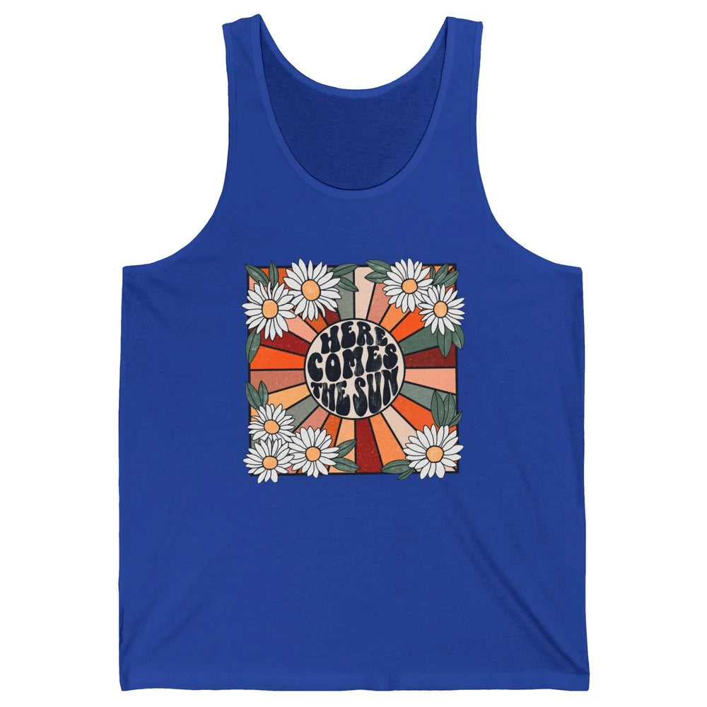 Retro Here Comes The Sun Sunshine Motivational Positive Mind Unisex Jersey Tank